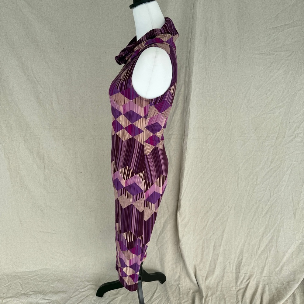 Vintage Rampage Dress Size S Purple Geometric Cowl Neck Midi - Picture 5 of 9